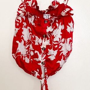 Women’s Red Floral Cropped Top